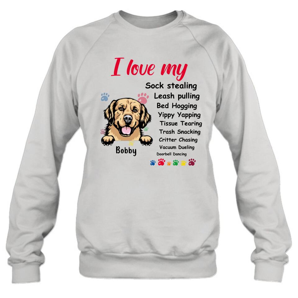 Personalized Front Dog Shirt/Hoodie - Up to 5 Dogs - Gift Idea For Dog Lover - I Love My Dog