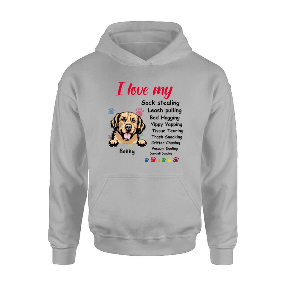 Personalized Front Dog Shirt/Hoodie - Up to 5 Dogs - Gift Idea For Dog Lover - I Love My Dog