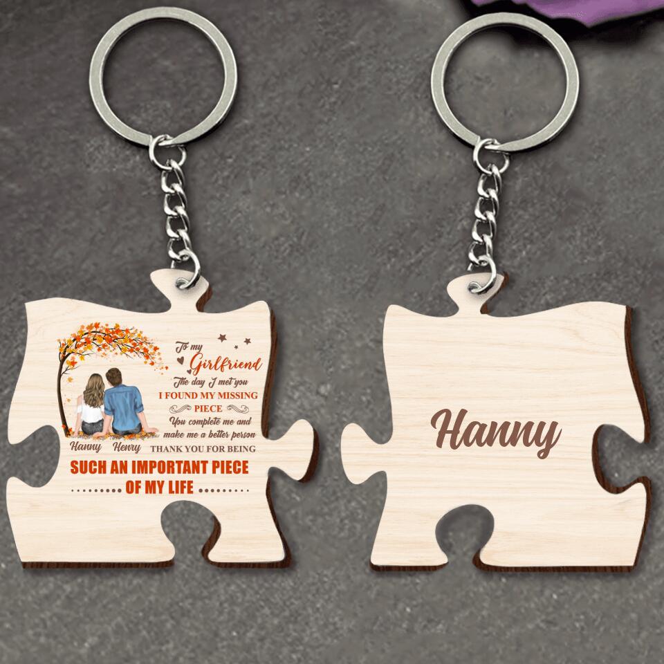 Personalized Couple Wooden Keychain - Gift Idea For Couple - The Day I Met You I Found My Missing Piece