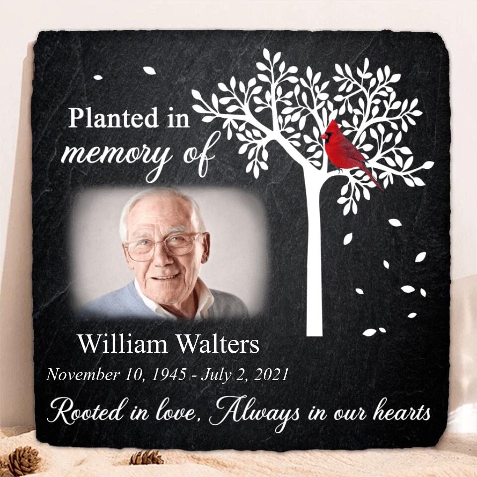 Personalized Memorial Photo Square Lithograph - Memorial Gift Idea For Family - Always In Our Hearts