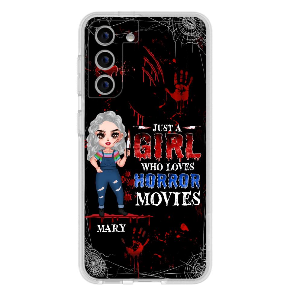 Custom Personalized Halloween Phone Case for iPhone and Samsung - Gift Idea For Halloween - Just A Girl Who Loves Horror Movies