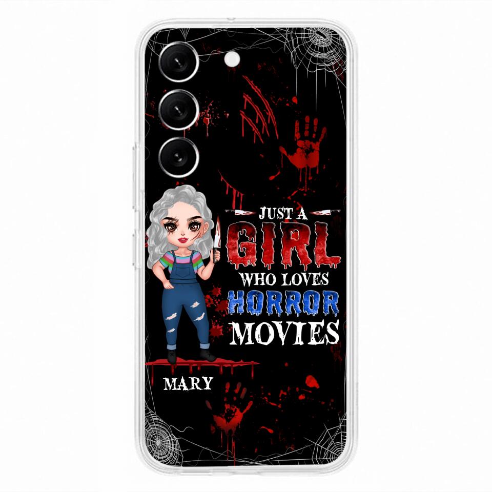 Custom Personalized Halloween Phone Case for iPhone and Samsung - Gift Idea For Halloween - Just A Girl Who Loves Horror Movies