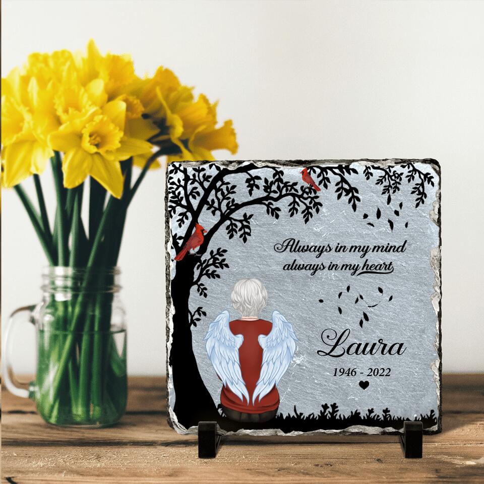 Custom Personalized Memorial Square Slate Stone Plaque - Memorial Gift - Always in my mind