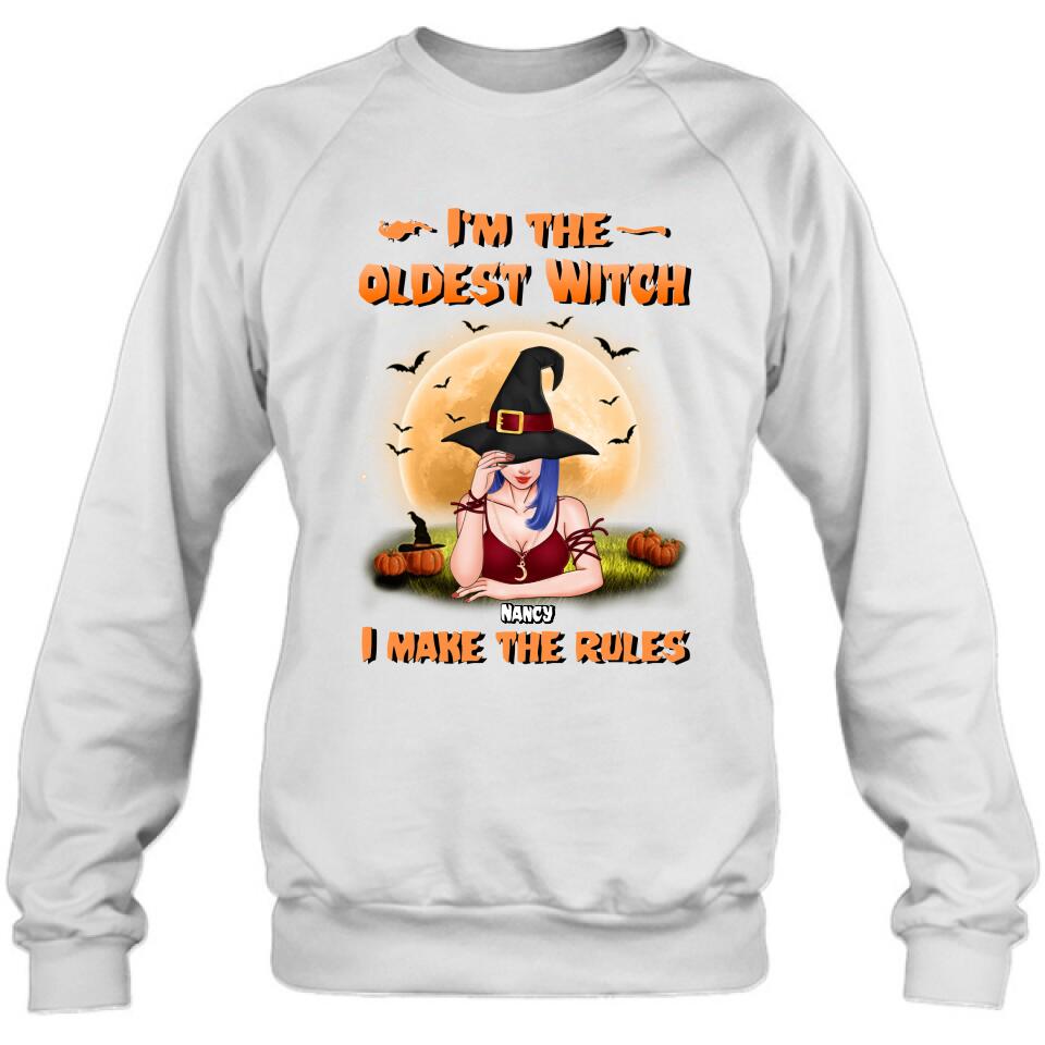 Personalized Witch Shirt - Gift Idea For Witches/Sisters/Halloween - I'm The Oldest Witch I Make The Rules