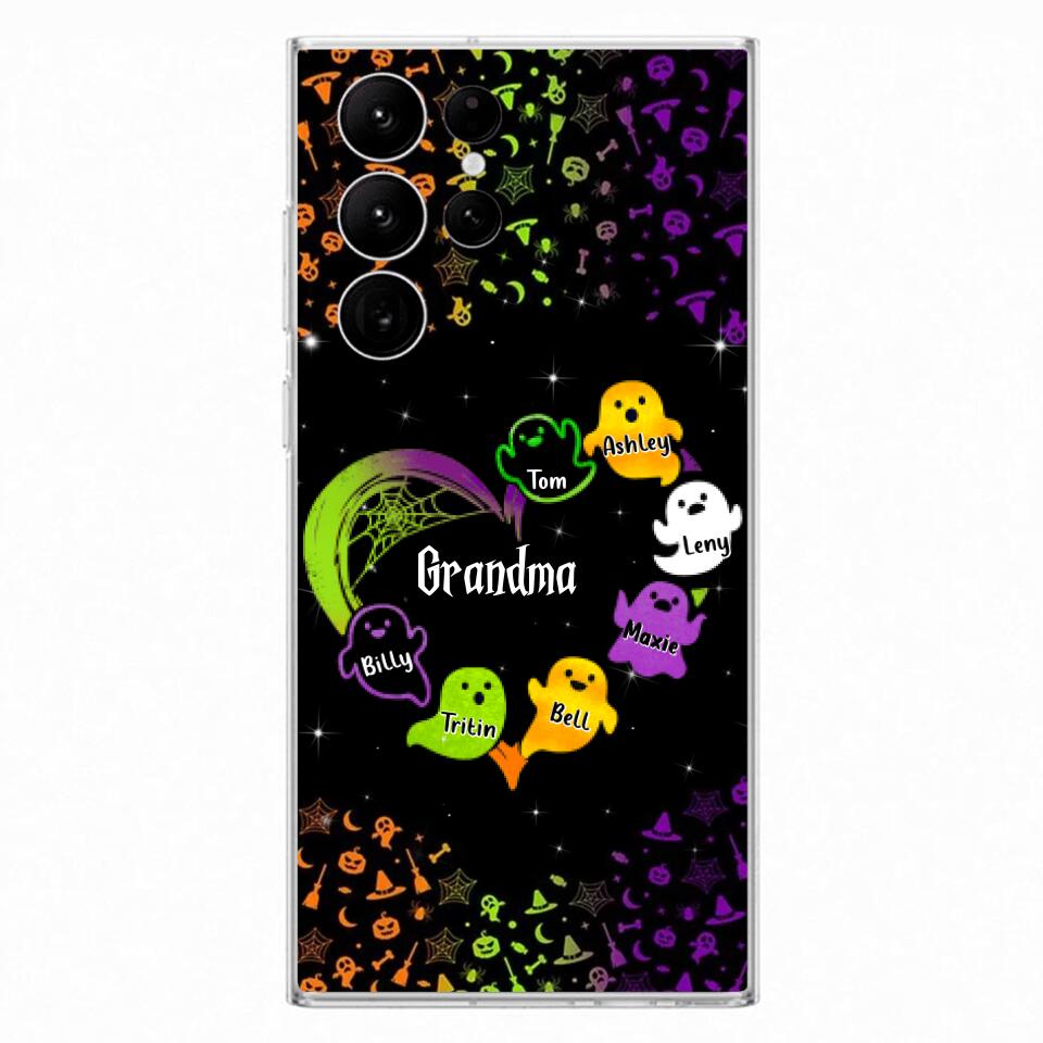 Personalized Grandma and Grandkids Ghost Phone Case - Halloween gift for Grandma - Up to 7 Grandkids - Case For iPhone/Samsung
