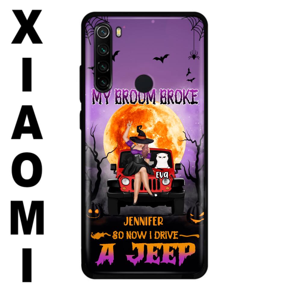 Personalized Off-road Girl Phone Case - Up to 4 Cats - Halloween Gift Idea For Off-road Lovers/Cat Lovers - My Broom Broke - Case for Xiaomi, Huawei & Oppo