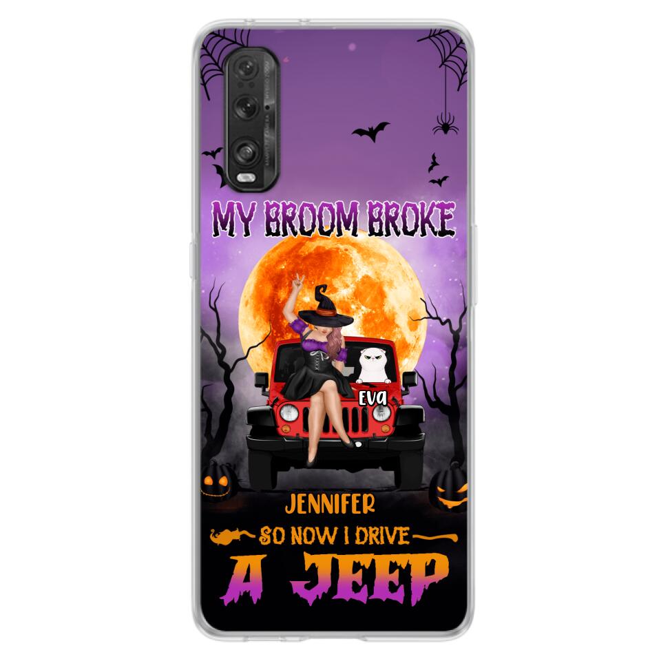 Personalized Off-road Girl Phone Case - Up to 4 Cats - Halloween Gift Idea For Off-road Lovers/Cat Lovers - My Broom Broke - Case for Xiaomi, Huawei & Oppo