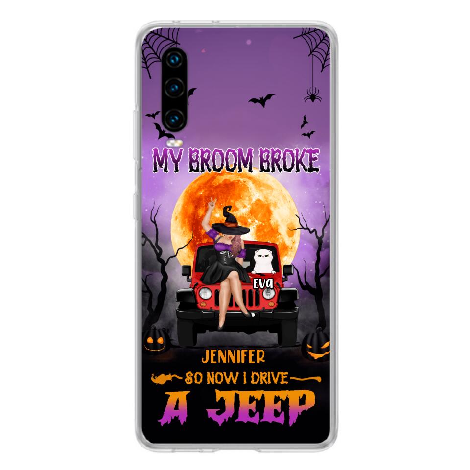 Personalized Off-road Girl Phone Case - Up to 4 Cats - Halloween Gift Idea For Off-road Lovers/Cat Lovers - My Broom Broke - Case for Xiaomi, Huawei & Oppo