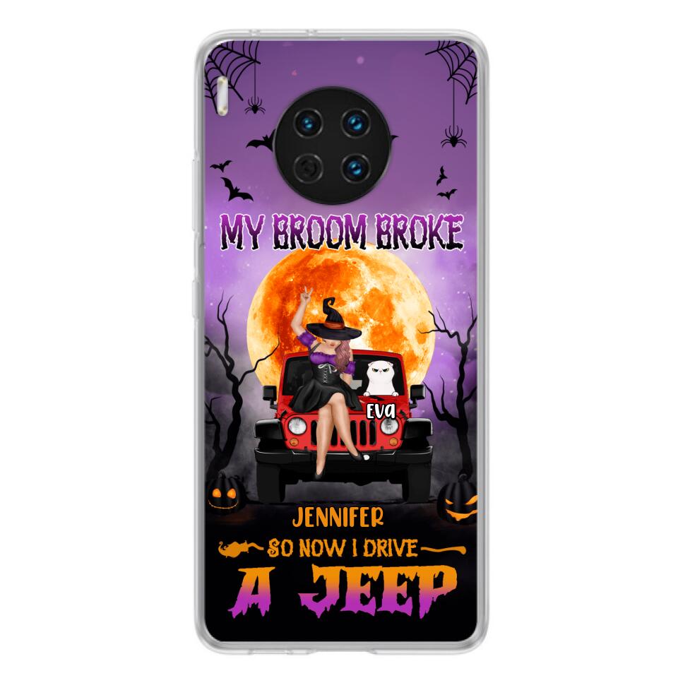 Personalized Off-road Girl Phone Case - Up to 4 Cats - Halloween Gift Idea For Off-road Lovers/Cat Lovers - My Broom Broke - Case for Xiaomi, Huawei & Oppo