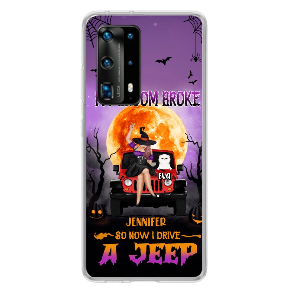Personalized Off-road Girl Phone Case - Up to 4 Cats - Halloween Gift Idea For Off-road Lovers/Cat Lovers - My Broom Broke - Case for Xiaomi, Huawei & Oppo