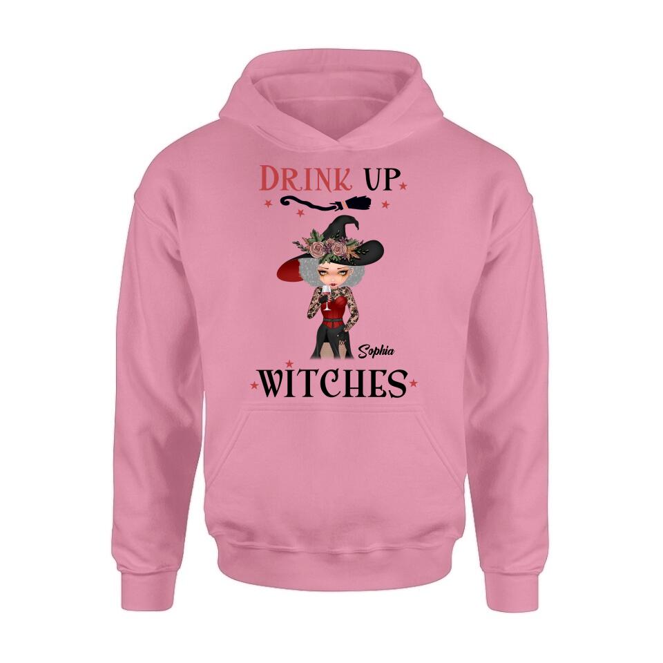 Custom Personalized Halloween T-Shirt/ Long Sleeve/ Sweatshirt/ Hoodie - Halloween Gift Idea - Drink Up Witches