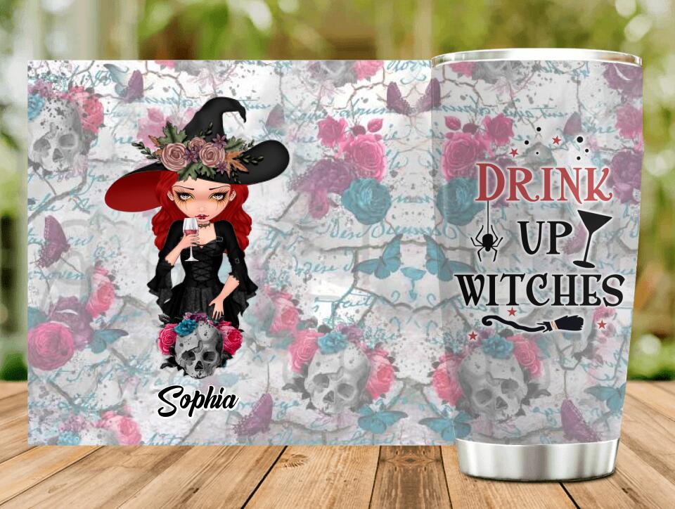 Custom Personalized Witch Tumbler - Halloween Gift Idea - Drink Up Witches