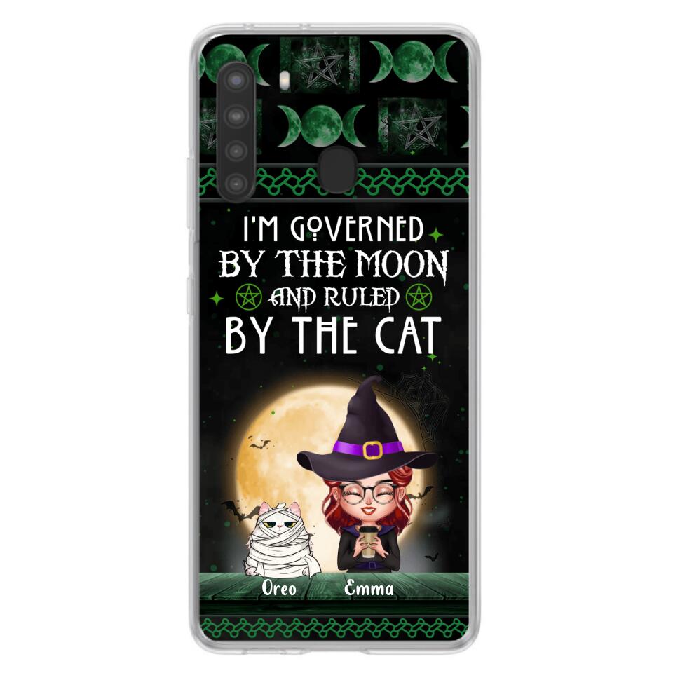 Custom Personalized Cats Witch Phone Case - Halloween Gift For Cat Lover - Governed By The Moon, Ruled By The Cats - Case For iPhone And Samsung