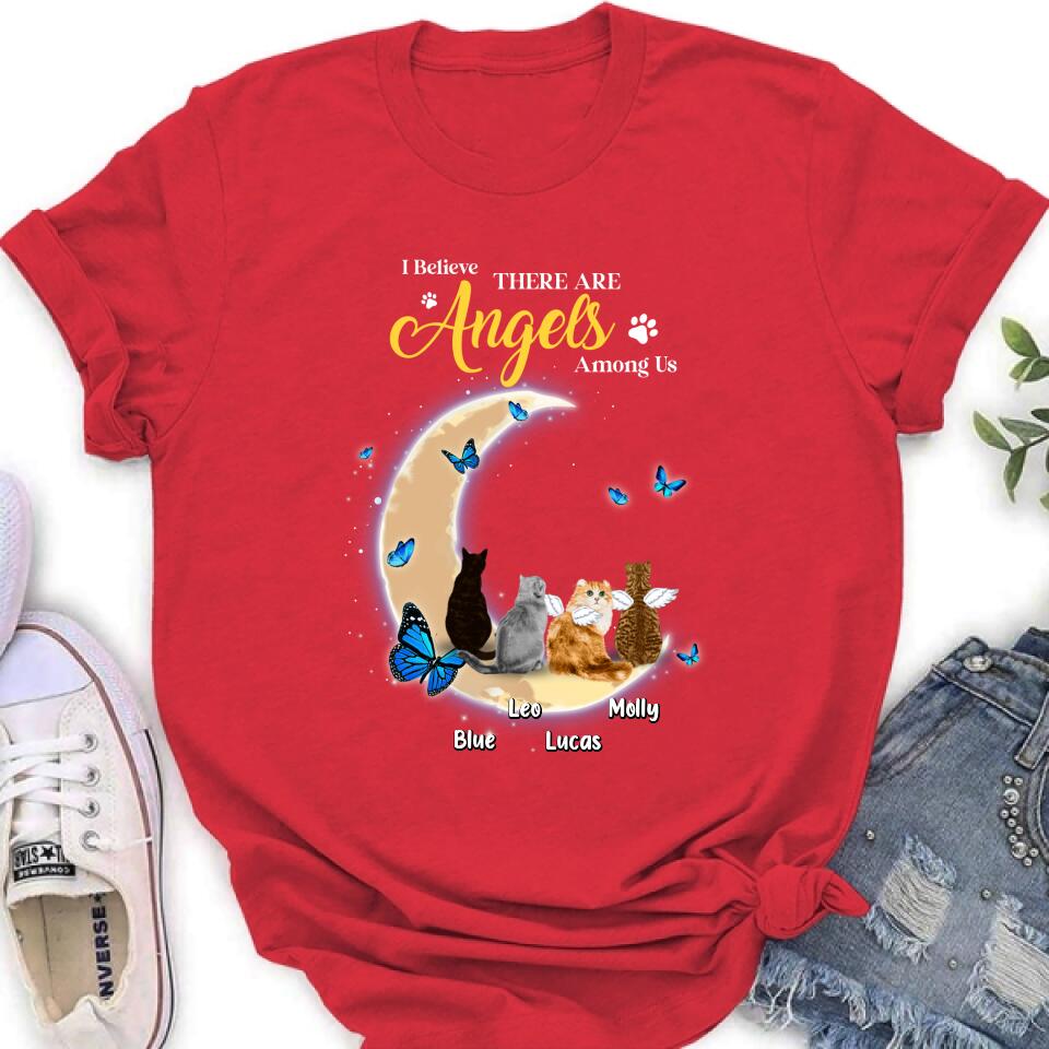 Personalized Cat T-shirt/Long Sleeve/Sweatshirt - Memorial Gift Idea For Cat Lover - I Believe There Are Angels Among Us