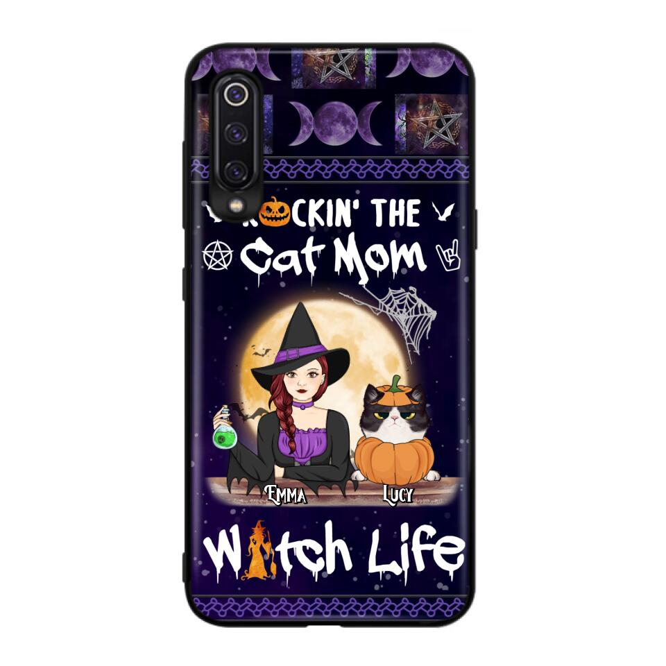 Custom Personalized Pet Witch Phone Case - Up to 4 Pets - Halloween Gift For Dog/ Cat Lover - Rockin' The Cat Mom & Witch Life - Case For Xiaomi, Oppo And Huawei