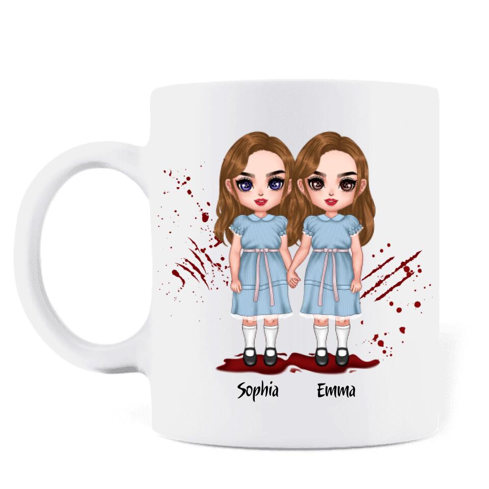 Personalized Friends Coffee Mug - Up to 4 Girls - Halloween Gift For Friends/Besties - Come Play With Us Forever And Ever