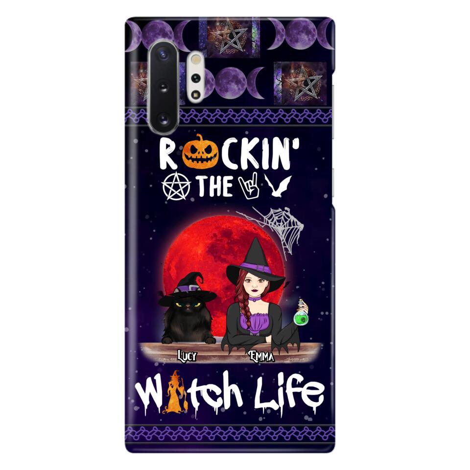 Custom Personalized Pet Witch Phone Case - Up to 3 Pets - Halloween Gift For Dog/ Cat Lover - Rockin' The Witch Life - Case For iPhone And Samsung