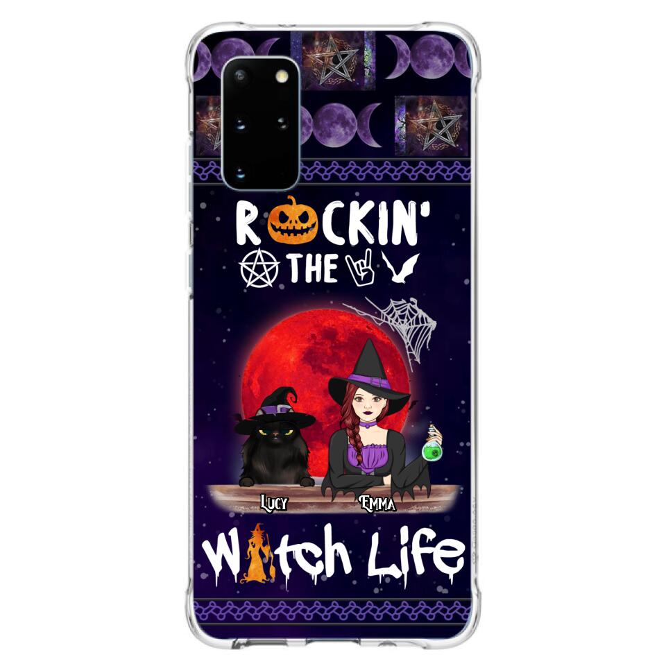 Custom Personalized Pet Witch Phone Case - Up to 3 Pets - Halloween Gift For Dog/ Cat Lover - Rockin' The Witch Life - Case For iPhone And Samsung
