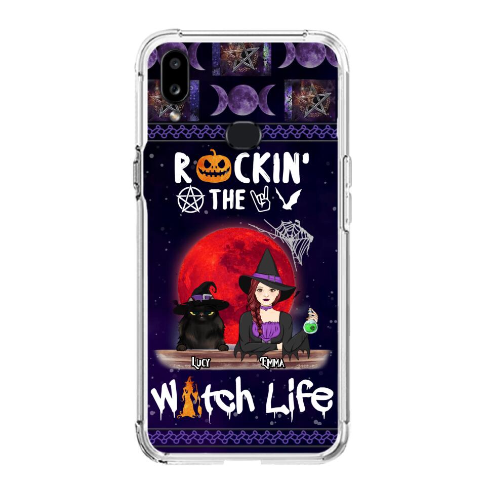 Custom Personalized Pet Witch Phone Case - Up to 3 Pets - Halloween Gift For Dog/ Cat Lover - Rockin' The Witch Life - Case For iPhone And Samsung