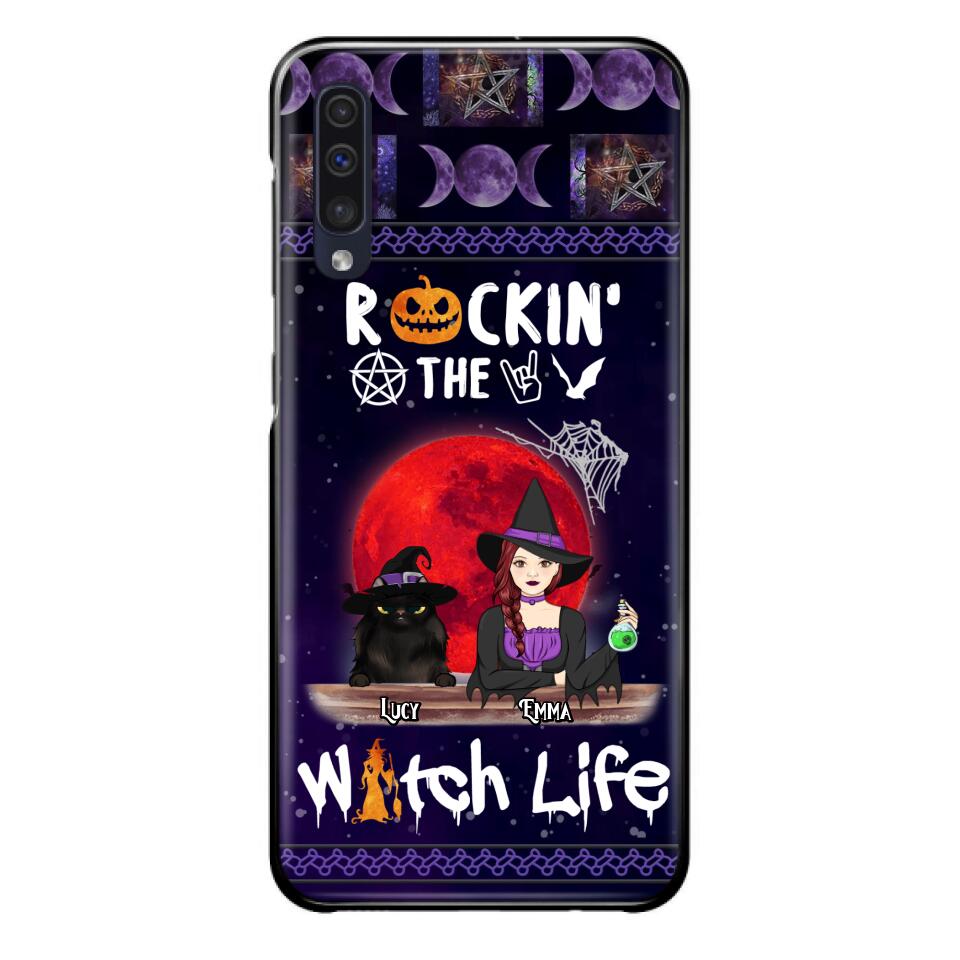 Custom Personalized Pet Witch Phone Case - Up to 3 Pets - Halloween Gift For Dog/ Cat Lover - Rockin' The Witch Life - Case For iPhone And Samsung