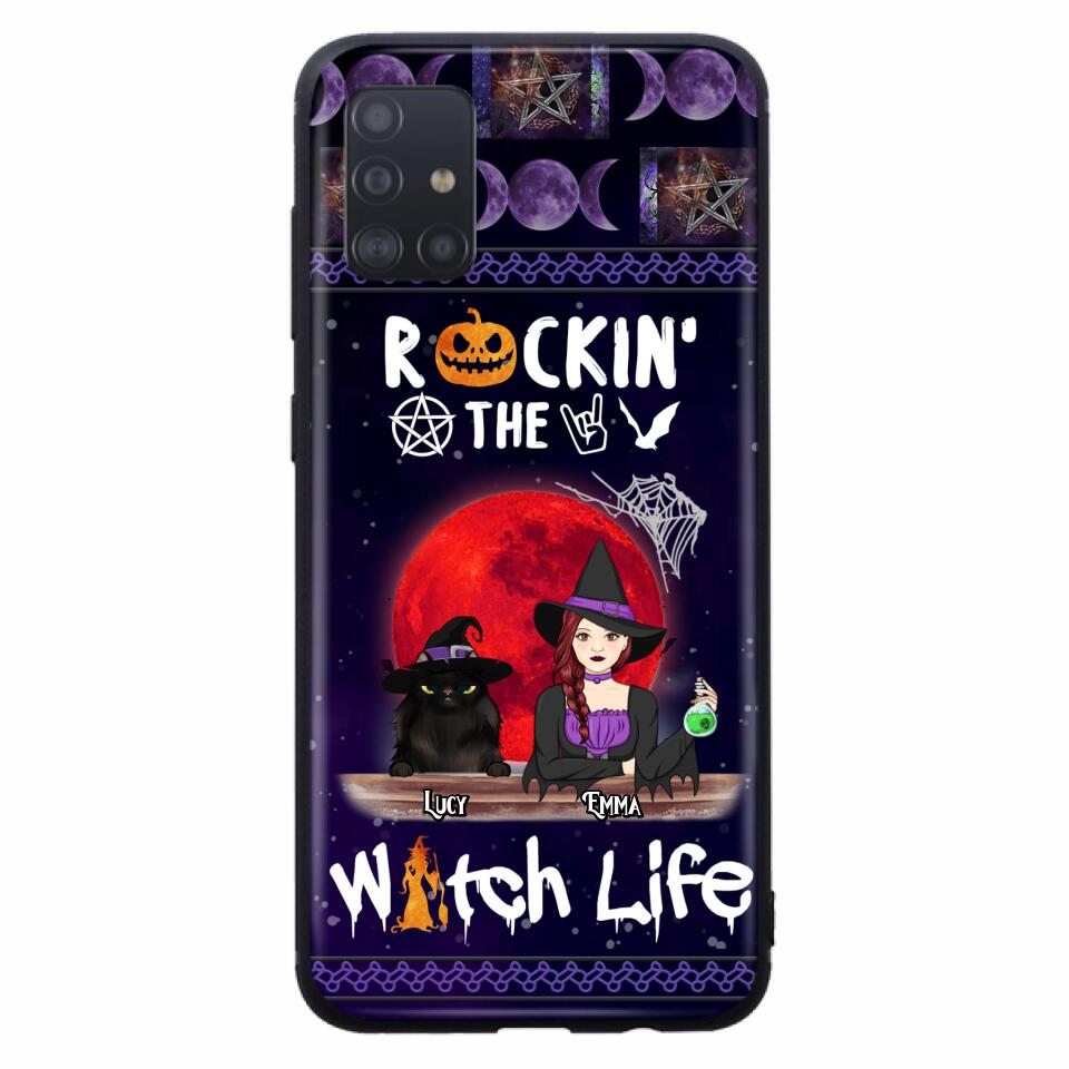 Custom Personalized Pet Witch Phone Case - Up to 3 Pets - Halloween Gift For Dog/ Cat Lover - Rockin' The Witch Life - Case For iPhone And Samsung