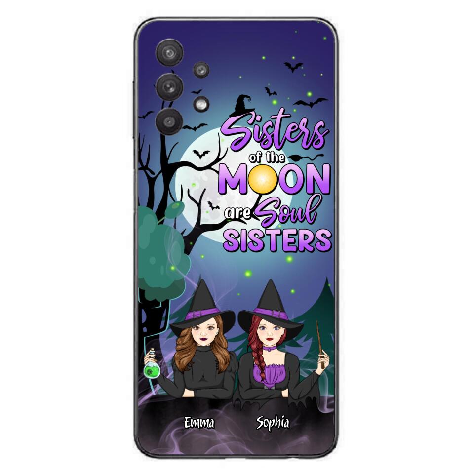 Custom Personalized Witches Phone Case for iPhone/ Samsung - Gift Idea For Halloween/ Friends with up to 4 Witches - Sisters Of The Moon Are Soul Sisters