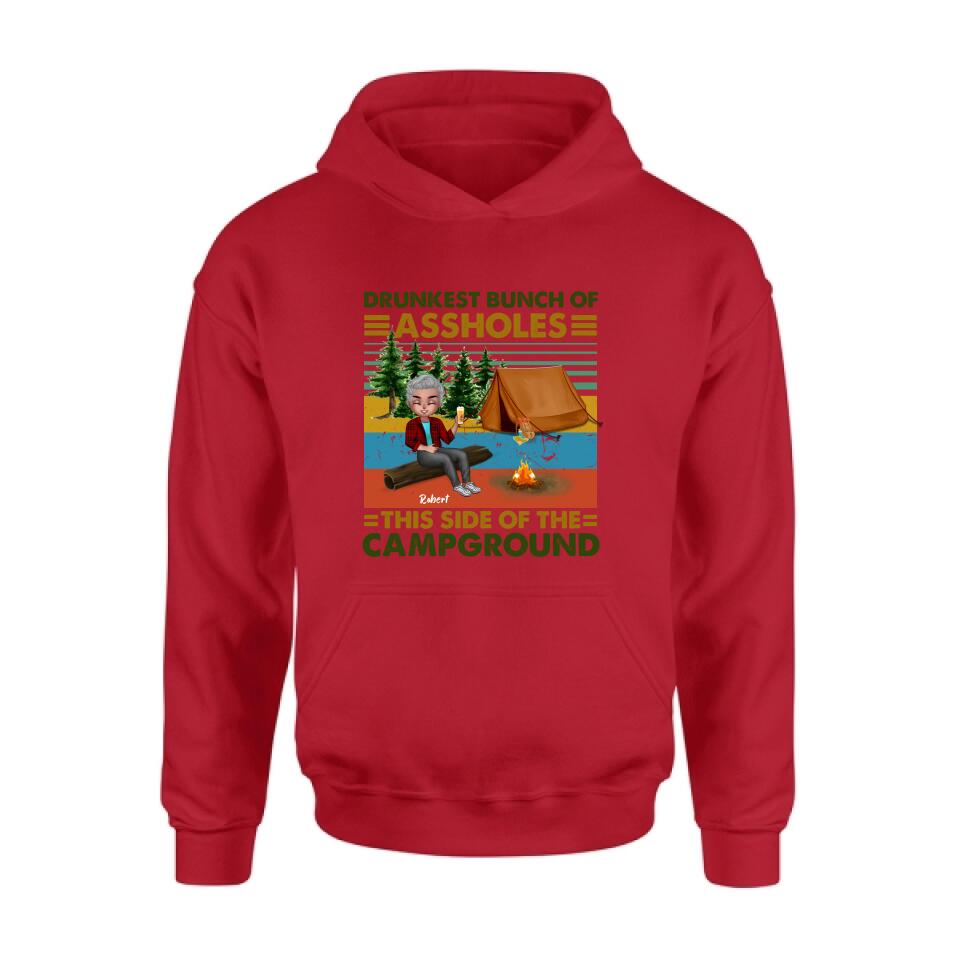 Personalized Camping Shirt/Pullover Hoodie - Gift Idea For Friends/Camping Lover - Up to 5 People - Drunkest Bunch Of Assholes This Side Of The Campground