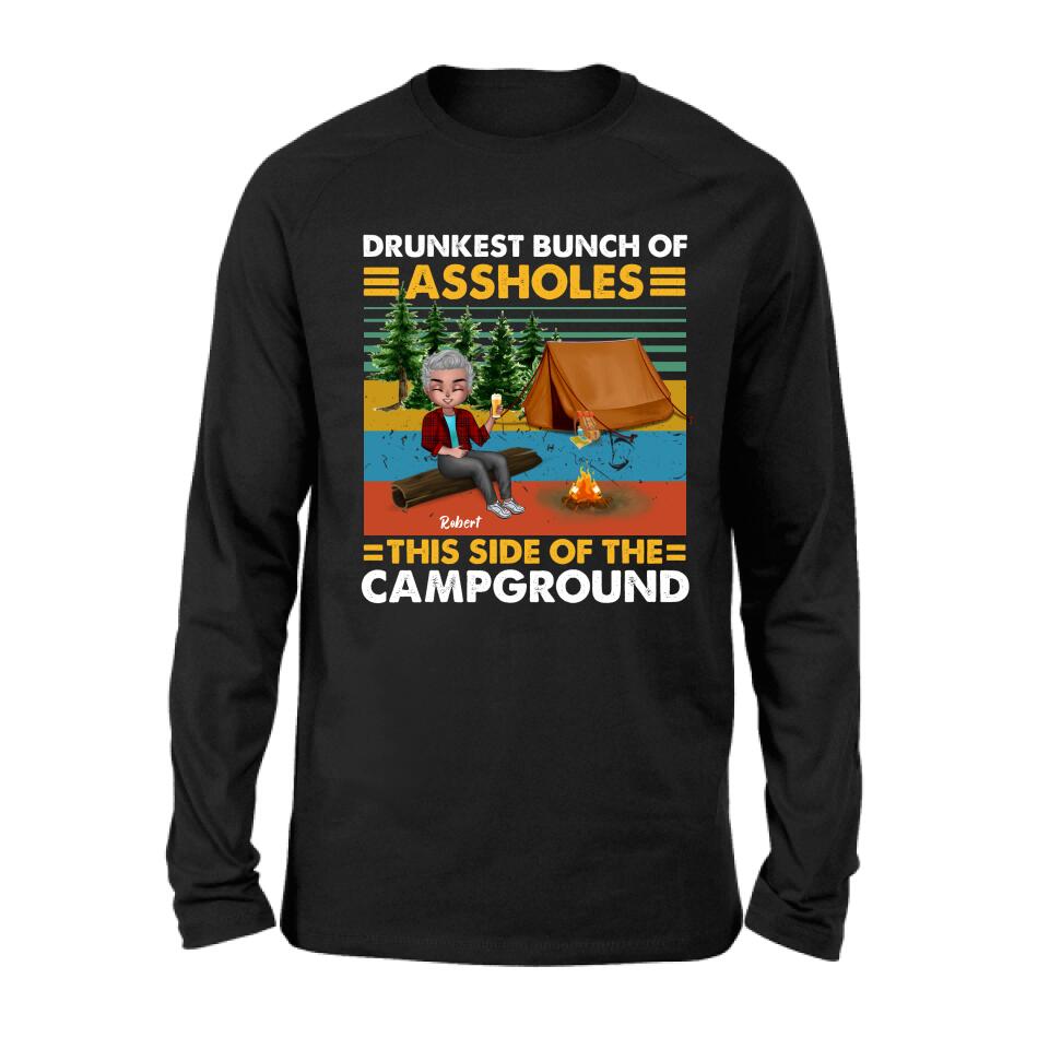 Personalized Camping Shirt/Pullover Hoodie - Gift Idea For Friends/Camping Lover - Up to 5 People - Drunkest Bunch Of Assholes This Side Of The Campground