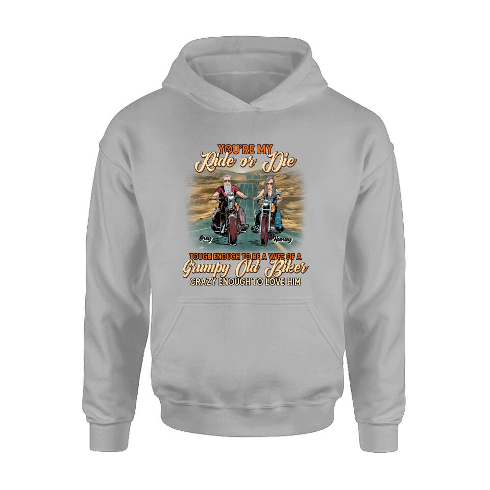 Personalized Couple Biker Shirt/Pullover Hoodie - Gift Idea For Couple/Biker - You're My Ride Or Die