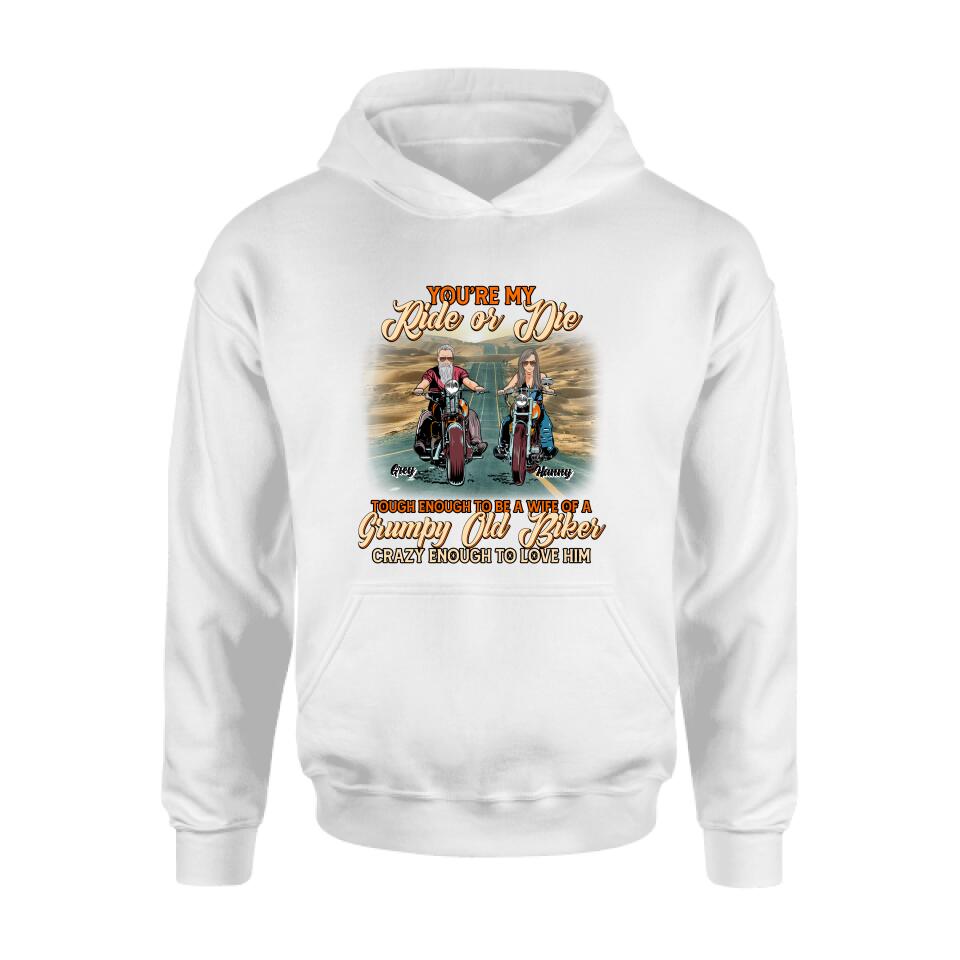Personalized Couple Biker Shirt/Pullover Hoodie - Gift Idea For Couple/Biker - You're My Ride Or Die