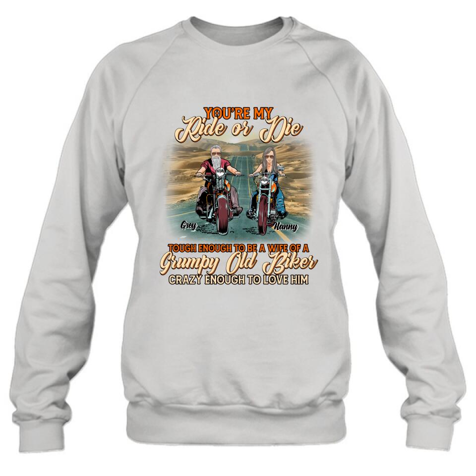 Personalized Couple Biker Shirt/Pullover Hoodie - Gift Idea For Couple/Biker - You're My Ride Or Die