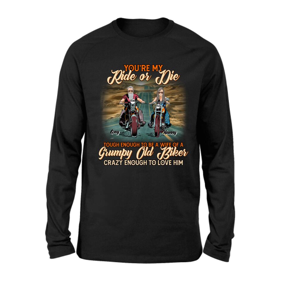 Personalized Couple Biker Shirt/Pullover Hoodie - Gift Idea For Couple/Biker - You're My Ride Or Die