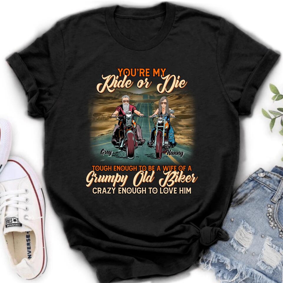 Personalized Couple Biker Shirt/Pullover Hoodie - Gift Idea For Couple/Biker - You're My Ride Or Die