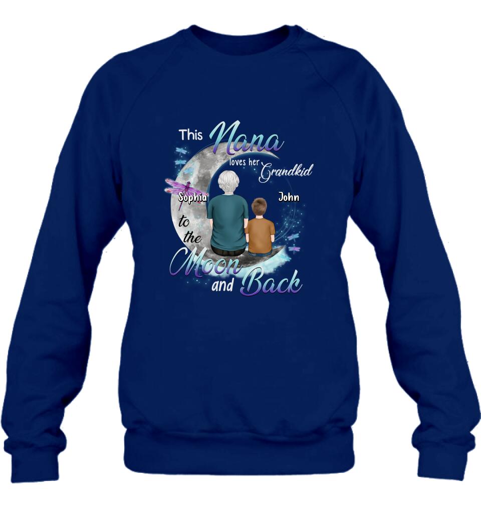 Personalized Grandma Shirt - Up to 4 Kids - Mother's Day Gift For Grandma - This Nana Loves Her Grandkid To The Moon And Back