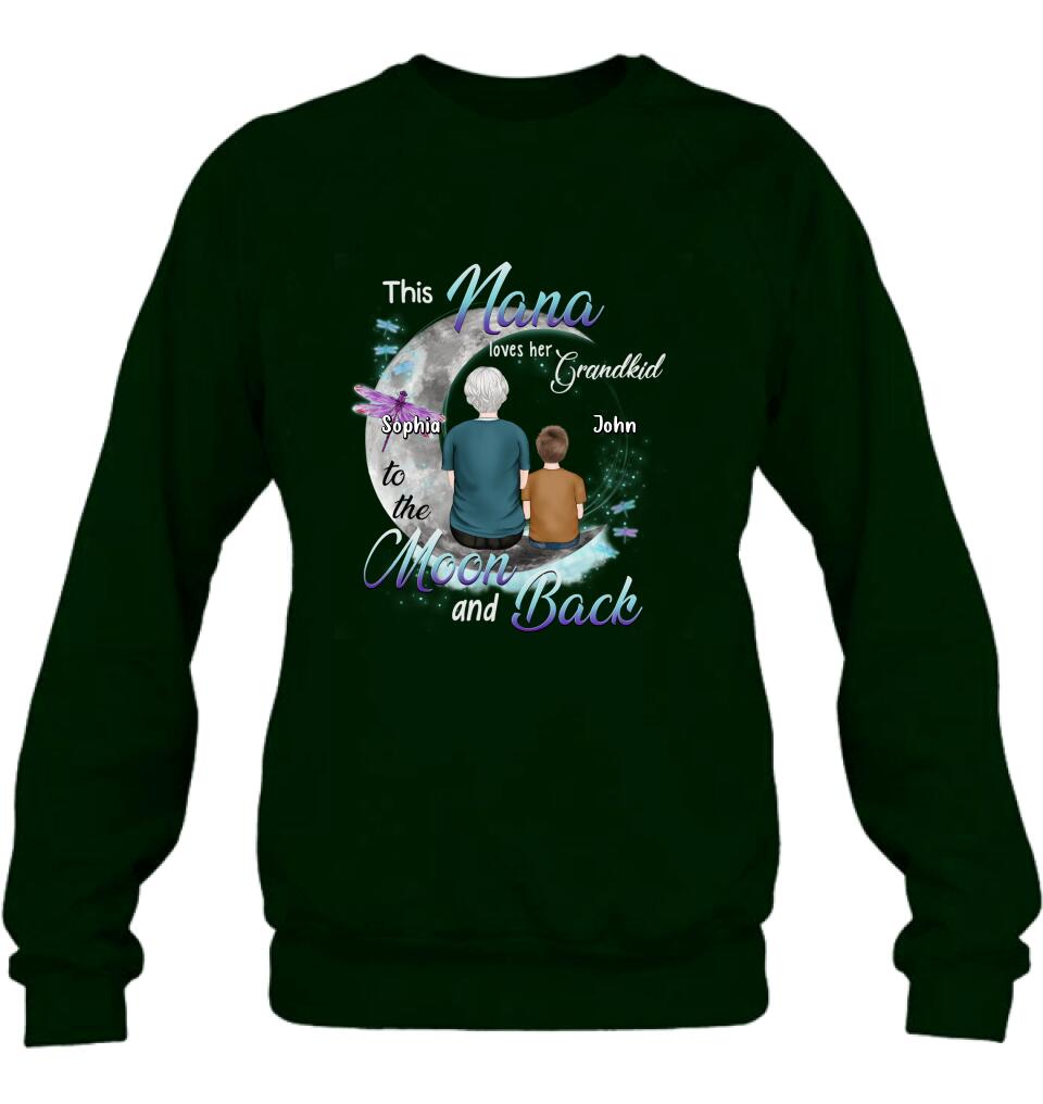 Personalized Grandma Shirt - Up to 4 Kids - Mother's Day Gift For Grandma - This Nana Loves Her Grandkid To The Moon And Back