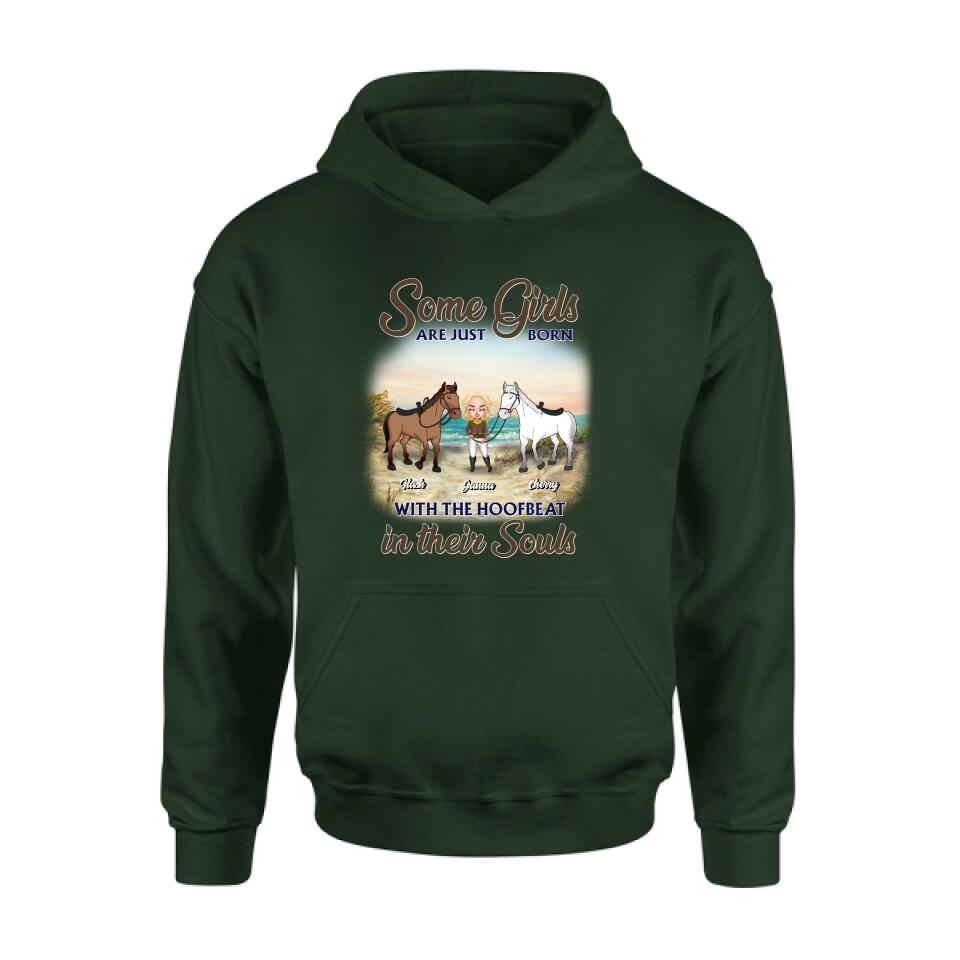 Personalized Horse Lady Unisex T-shirt/Hoodie/Sweatshirt - Gift For Horse Lovers/Mother's Day Gift - Some Girls Are Just Born With The Hoofbeat In Their Souls