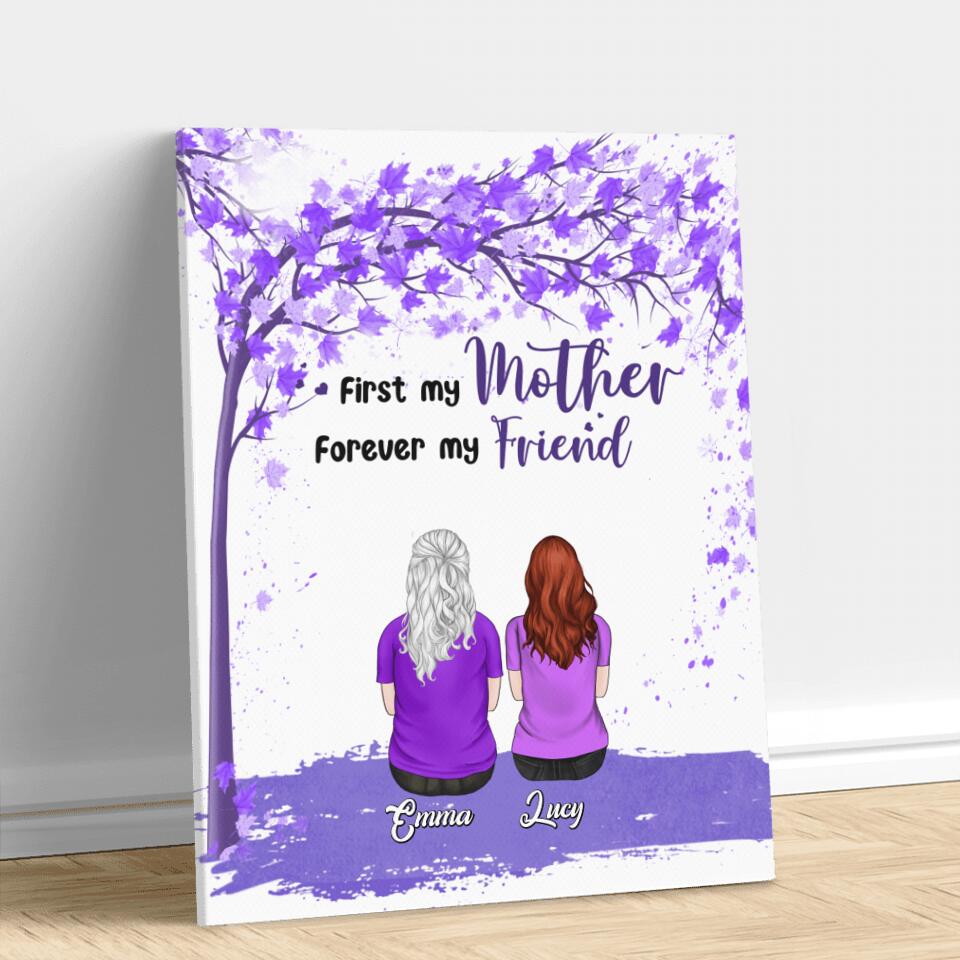 Personalized Beautiful Mom Canvas - Up to 5 People - Gift Idea For Mother's Day - First My Mother Forever My Friend