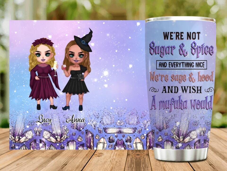 Personalized Besties Witches Tumbler - Halloween Gift For Friends - We're Not Sugar & Spice