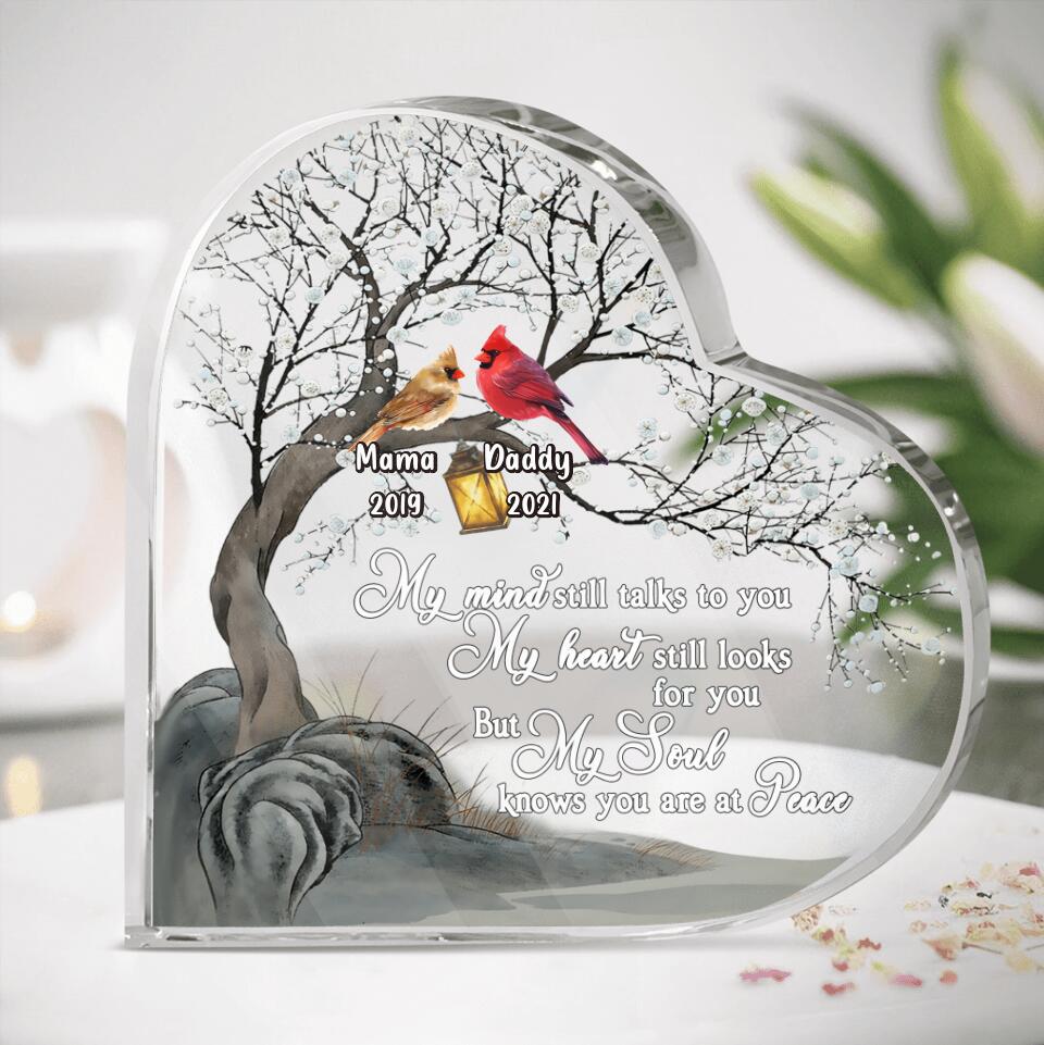 Personalized Memorial Cardinal Acrylic Plaque - Memorial Gift Idea For Couple - My Mind Still Talks To You