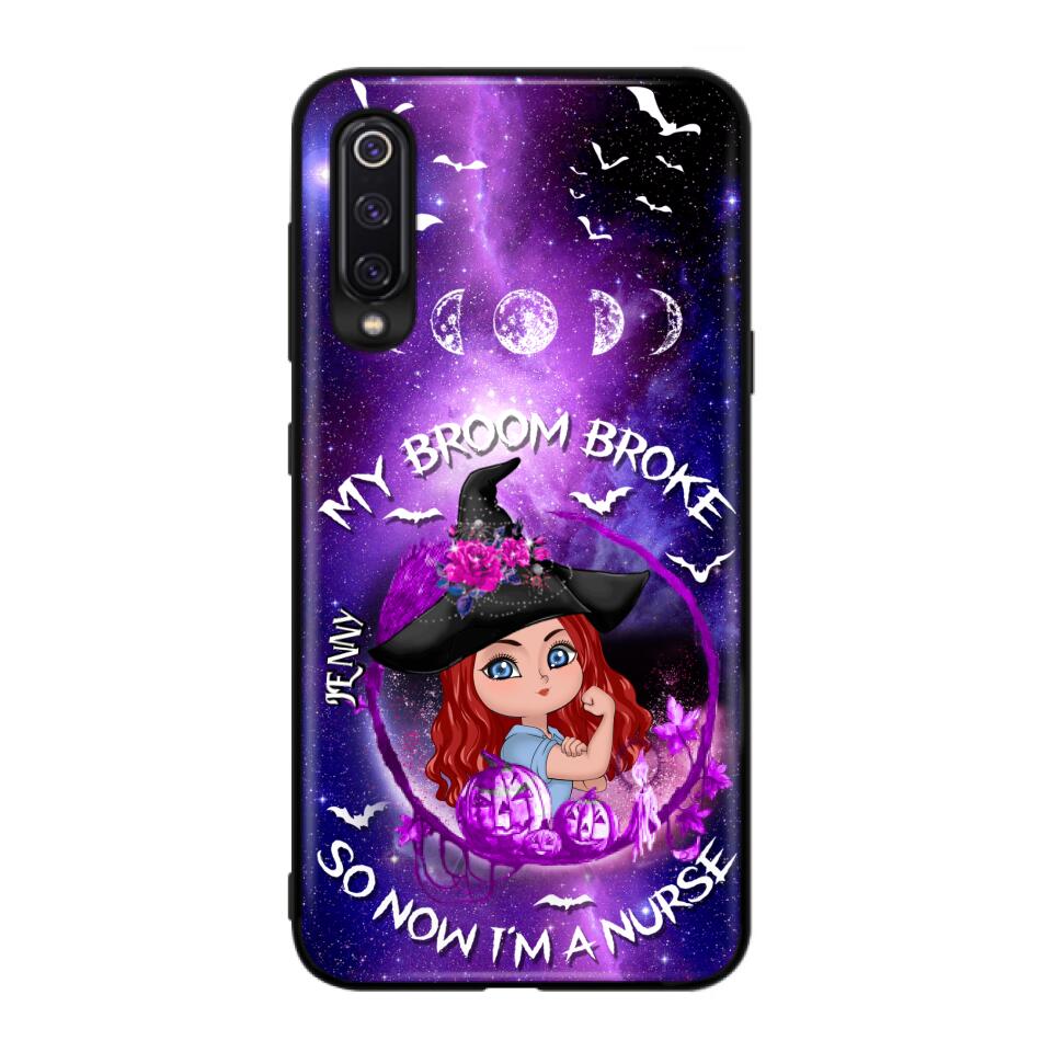Custom Personalized Witch Nurse Phone Case - Halloween Gift Idea For Nurse - My Broom Broke So Now I'm A Nurse - Case for Huawei, Xiaomi & Oppo