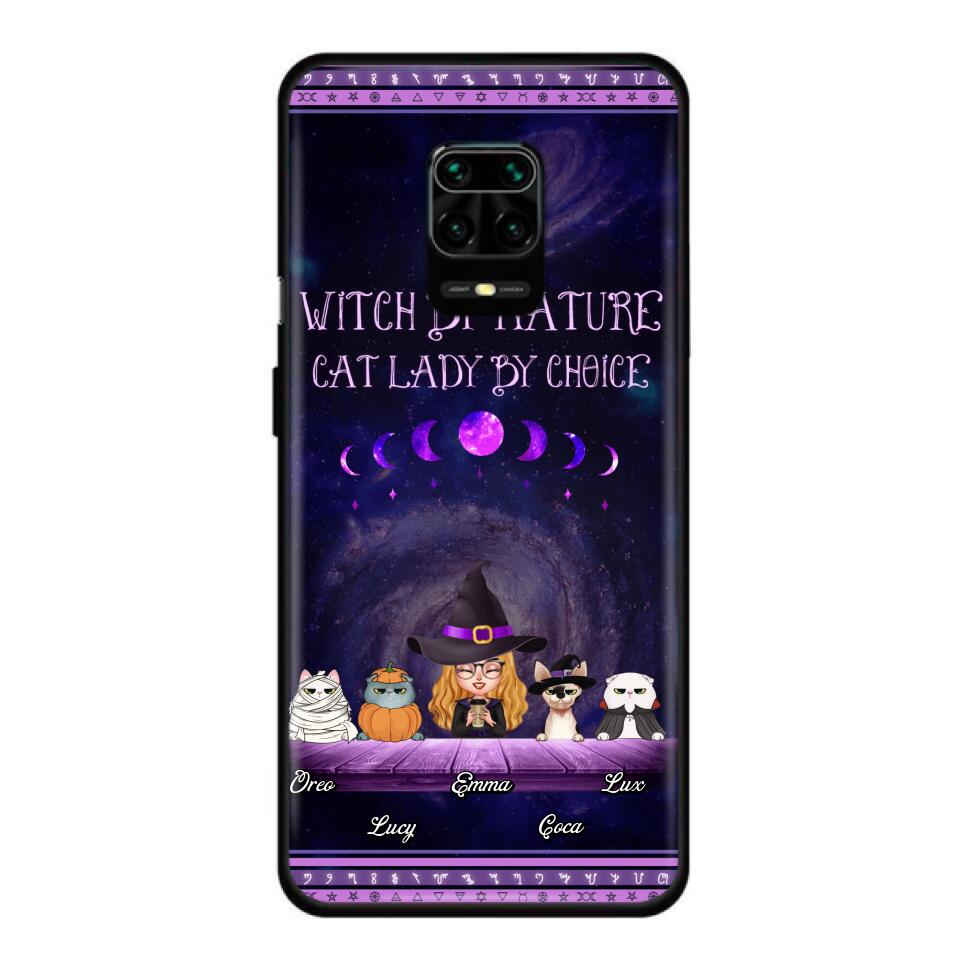 Custom Personalized Witch Phone Case for Huawei/Oppo/Xiaomi - Gift Idea For Halloween/ Pet Lovers with up to 4 Pets - Witch By Nature, Cat Lady By Choice