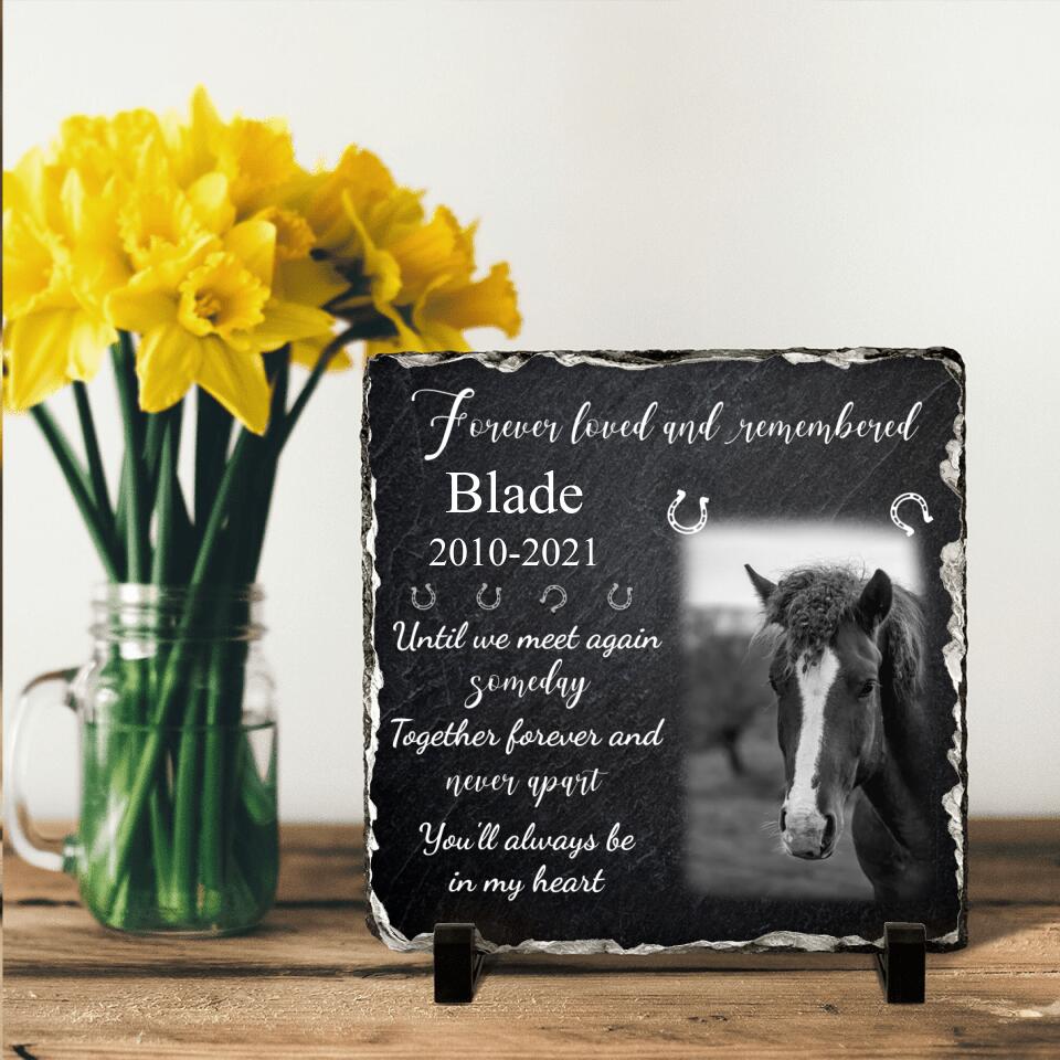Personalized Memorial Horse Photo Square Lithograph - Memorial Gift Idea For Horse Lovers - Forever Loved And Remembered