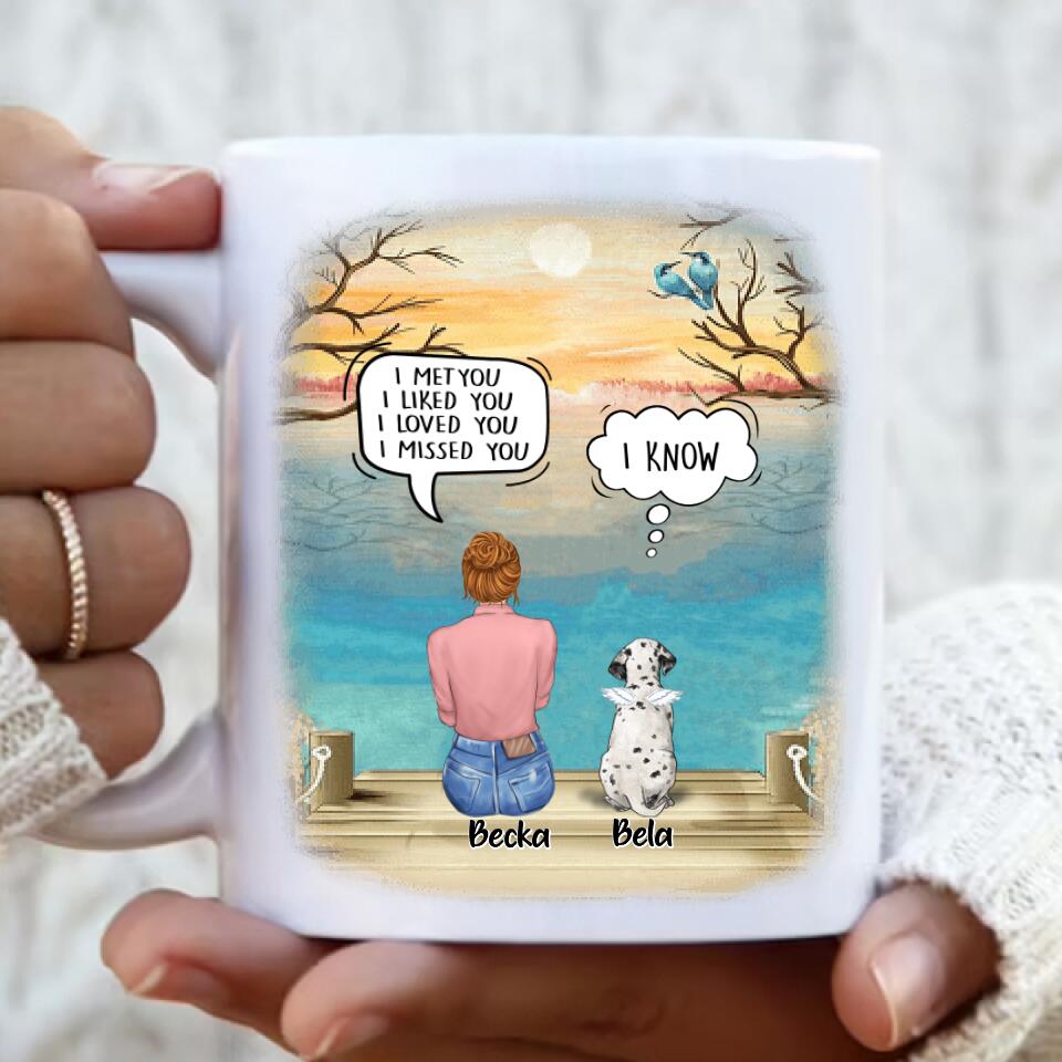 Personalized Memorial Pet Mom Coffee Mug - Up to 5 Pets - Memorial Gift Idea For Dog Cat Lover -  I Met You I Liked You I Loved You I Missed You