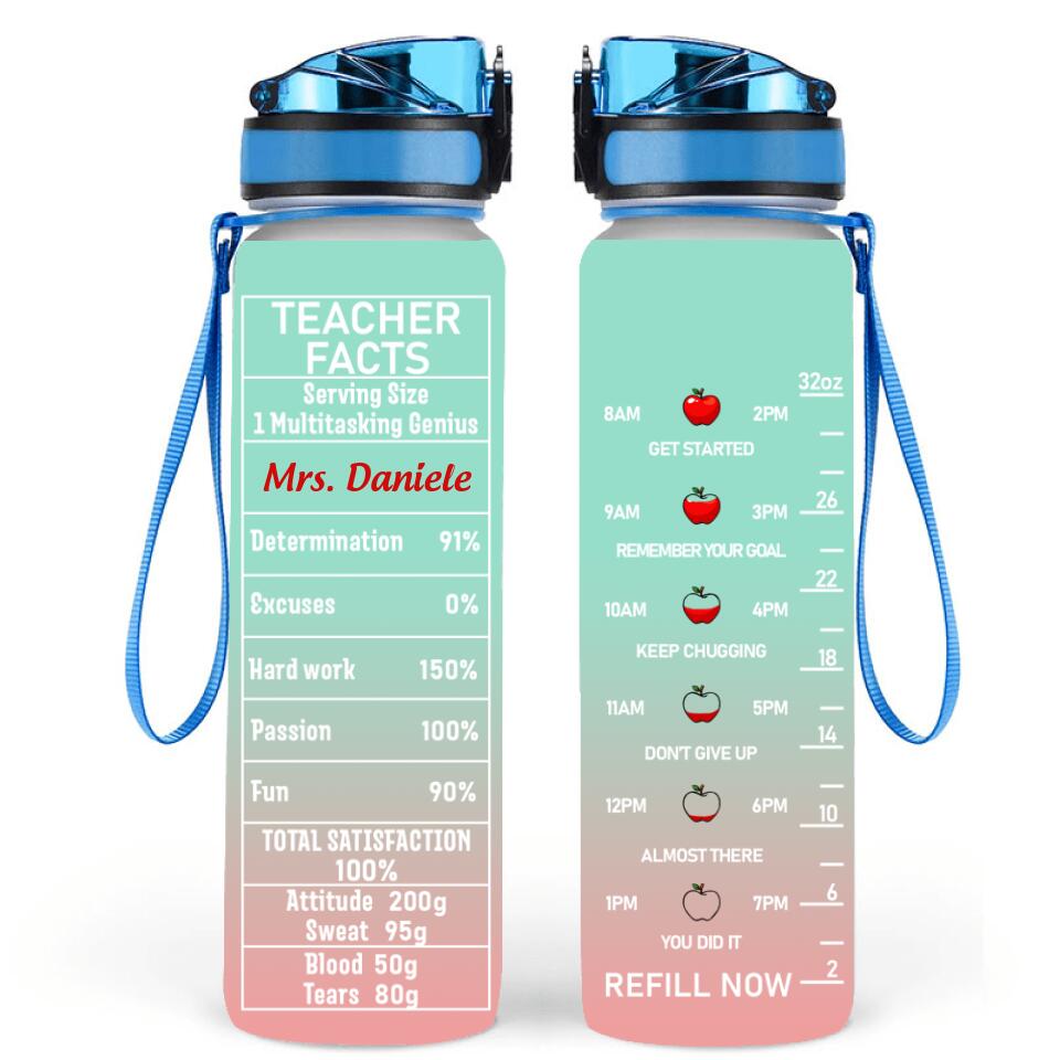 Personalized Teacher Water Tracker Bottle - Best Gift For Teacher