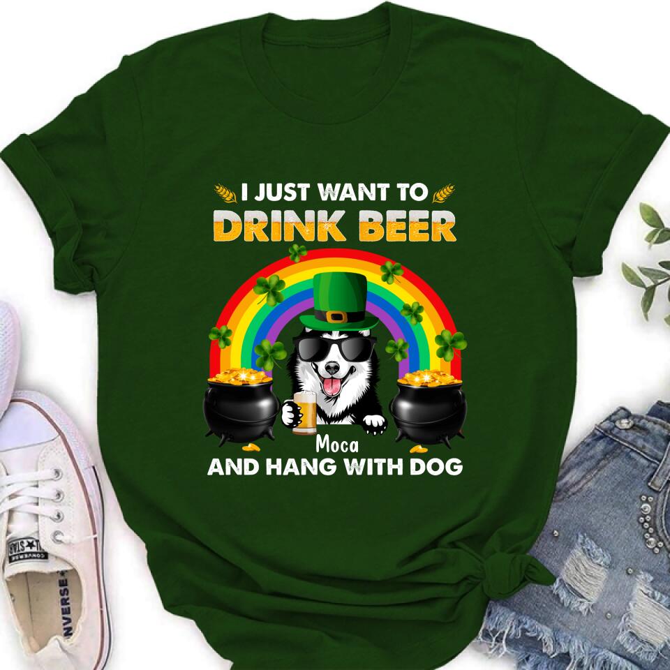 Personalized Dog Shirt/Pullover Hoodie - Up to 3 Dogs - St. Patrick's Day Gift Idea For Dog Lover - I Only Drink Beer 3 Days A Week