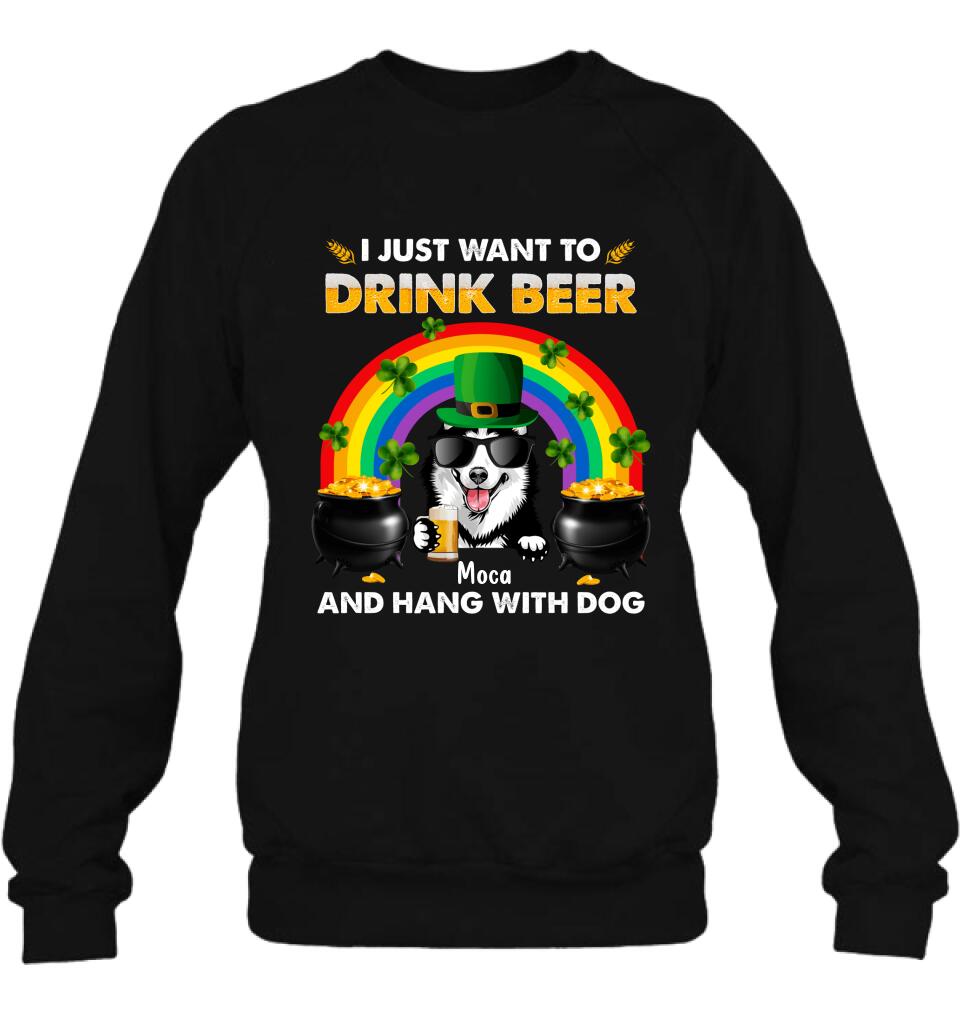 Personalized Dog Shirt/Pullover Hoodie - Up to 3 Dogs - St. Patrick's Day Gift Idea For Dog Lover - I Only Drink Beer 3 Days A Week