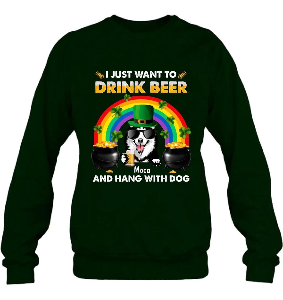 Personalized Dog Shirt/Pullover Hoodie - Up to 3 Dogs - St. Patrick's Day Gift Idea For Dog Lover - I Only Drink Beer 3 Days A Week