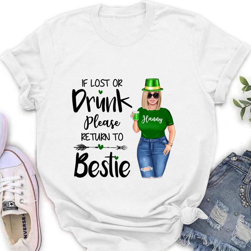 Personalized St Patrick's Day Shirt/Pullover Hoodie/Sweatshirt/Long Sleeve - Gift Idea For St Patrick's Day - If Lost Or Drunk  Please Return To Bestie