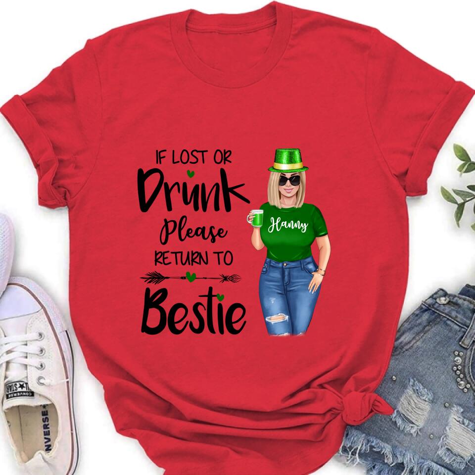 Personalized St Patrick's Day Shirt/Pullover Hoodie/Sweatshirt/Long Sleeve - Gift Idea For St Patrick's Day - If Lost Or Drunk  Please Return To Bestie