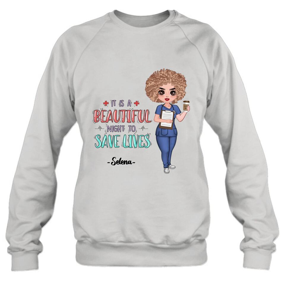 Personalized Nurse Shirt/Pullover Hoodie - Best Gift For Nurse - It's A Beautiful Night To Save Lives